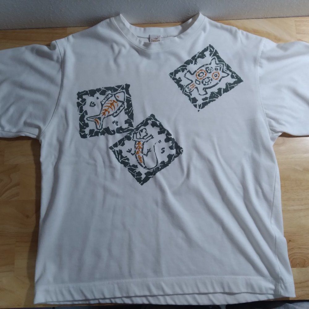 Vintage Tribal Animals Design Turtle Fish T-Shirt - Picture 2 of 6